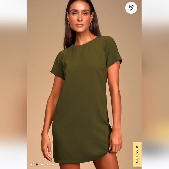 Lulus Dresses & Skirts - Lulu's Army Green Chiffon Dress with Gold Zipper S